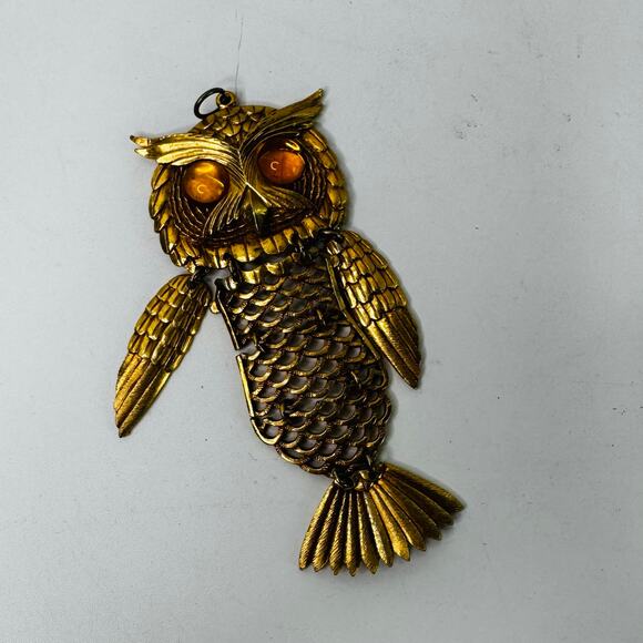 Articulated Park Lane Owl Pendant with Signed Gold Tone Vintage - Picture 1 of 7